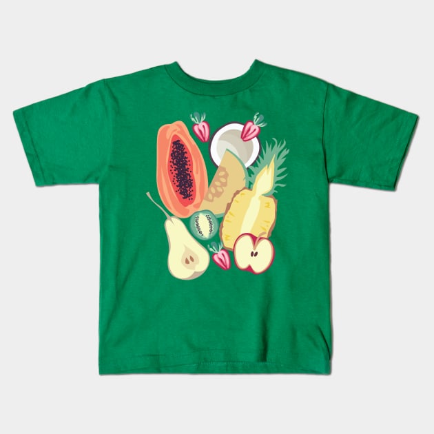 Tropical Fruits Kids T-Shirt by andantino